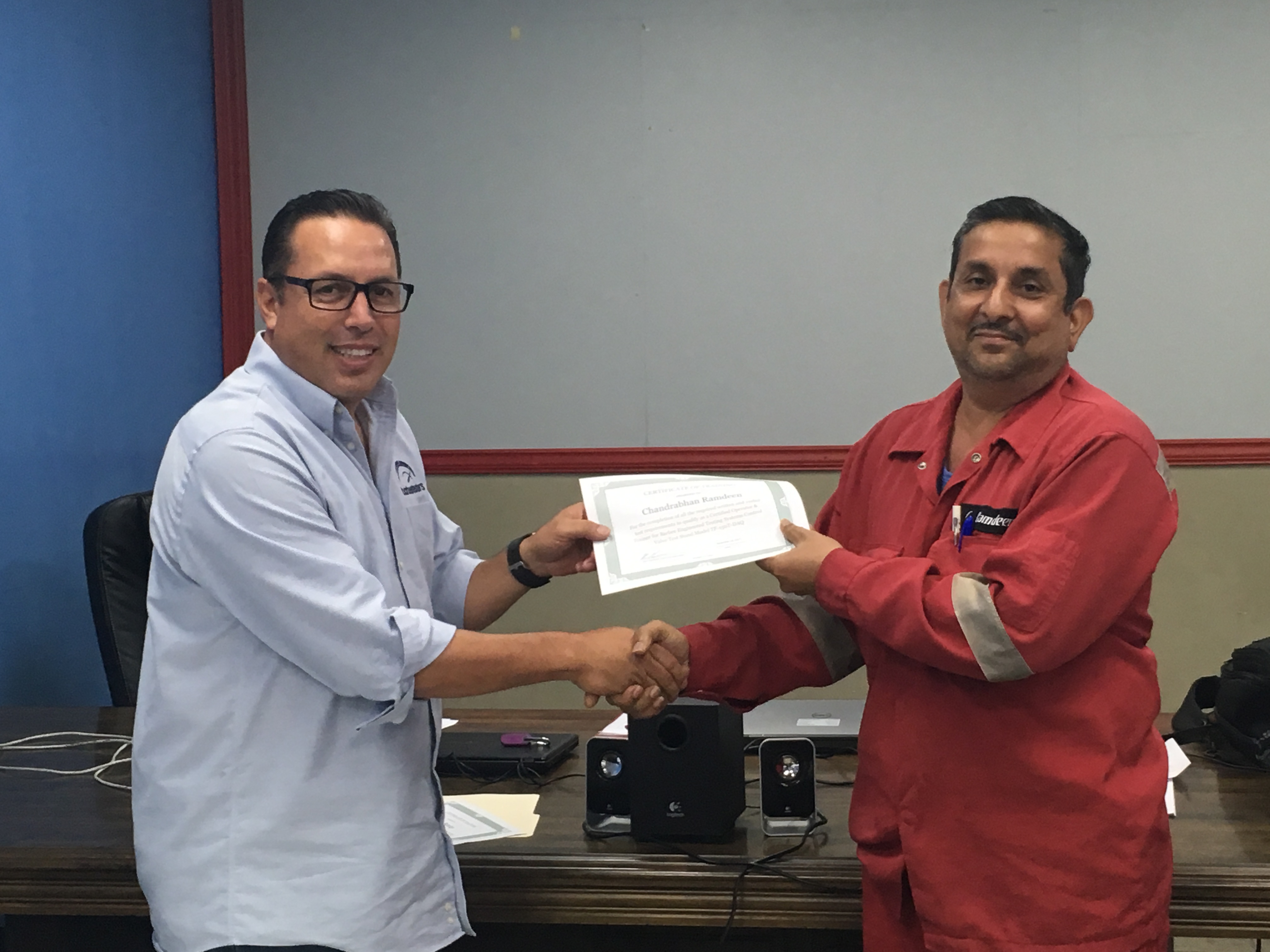 Receiving certificate for BARBEE Training